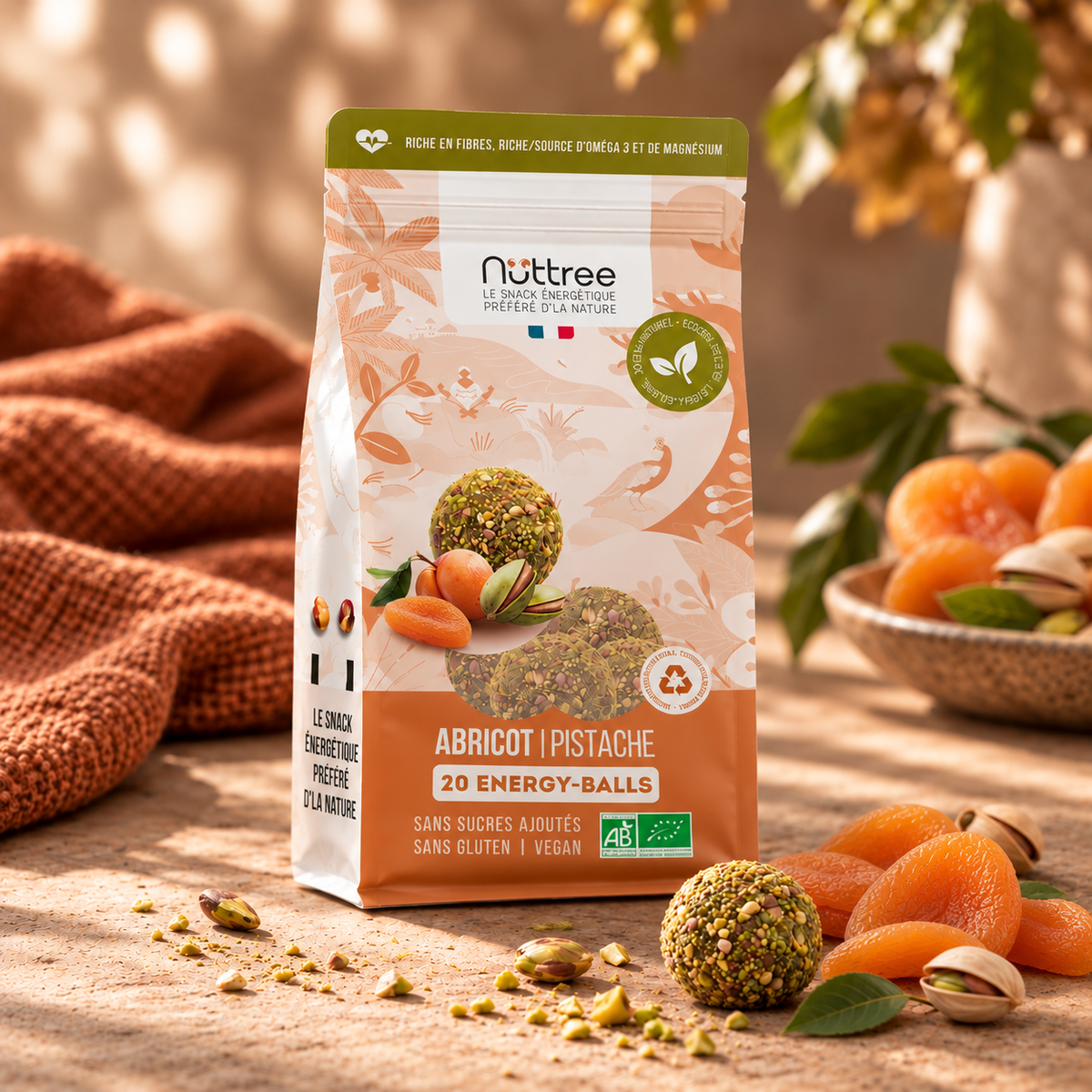 ENERGY-BALLS BIO - DÉLICE | ABRICOT & PISTACHE - SACHET DE 20