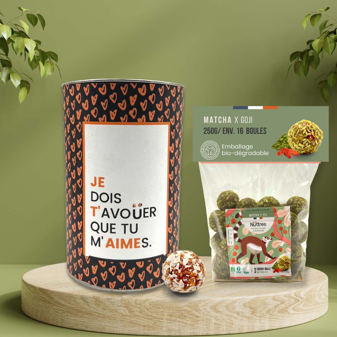 Boîte cadeau message amour et gourmande