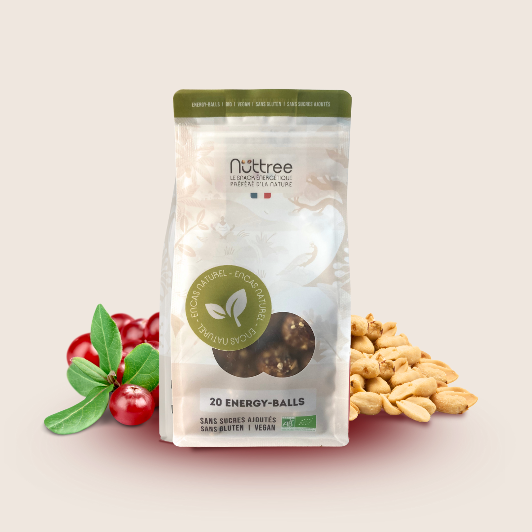 SACHET DE 20 ENERGY-BALLS BIO - ANTI-GASPI | CACAHUÈTE - CRANBERRY